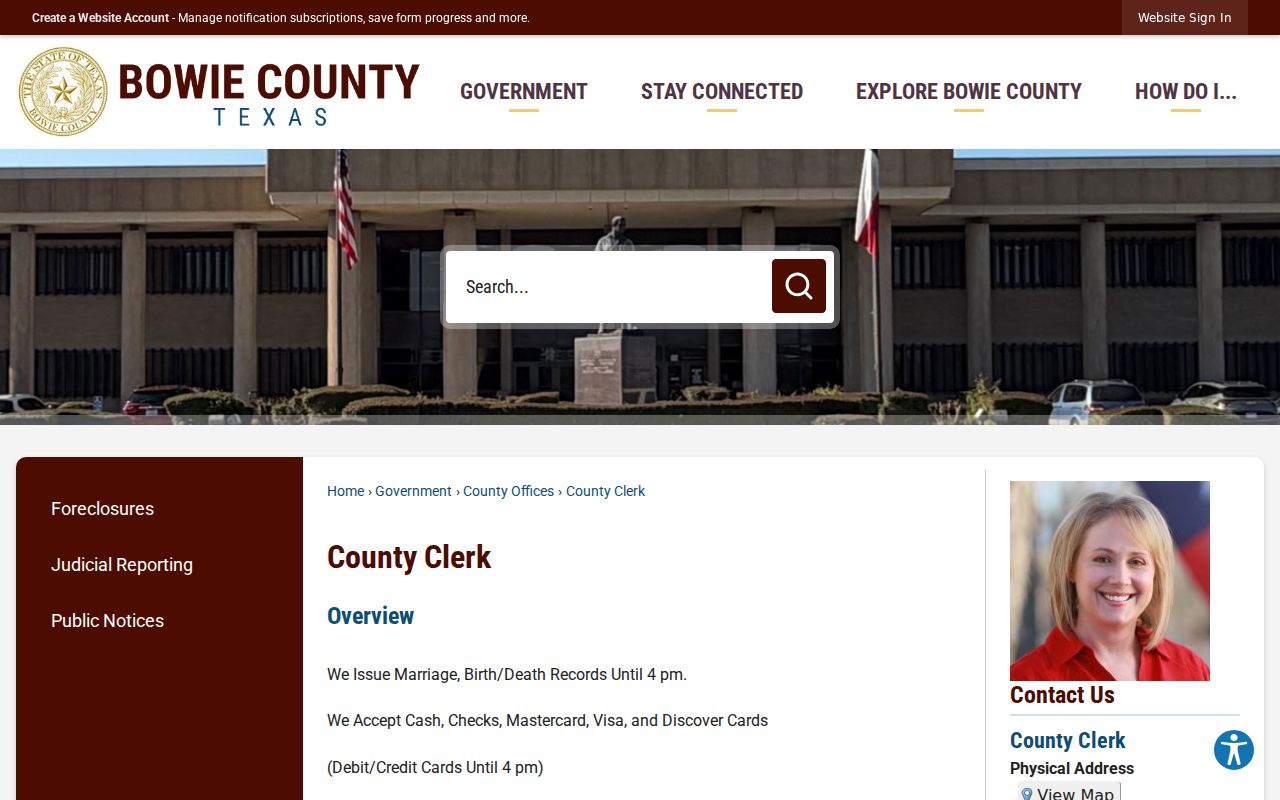 Bowie County court case records clerk services
