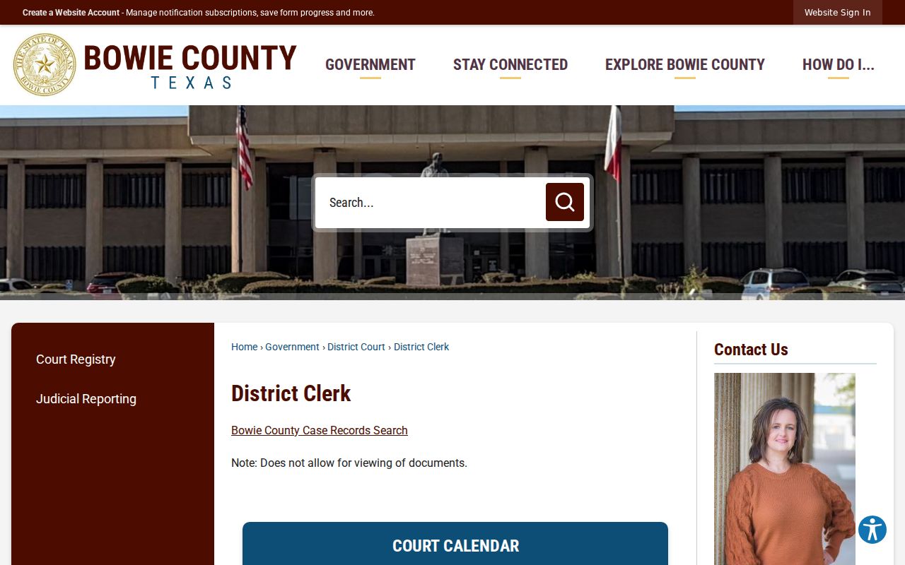 Bowie County docket search portal notice